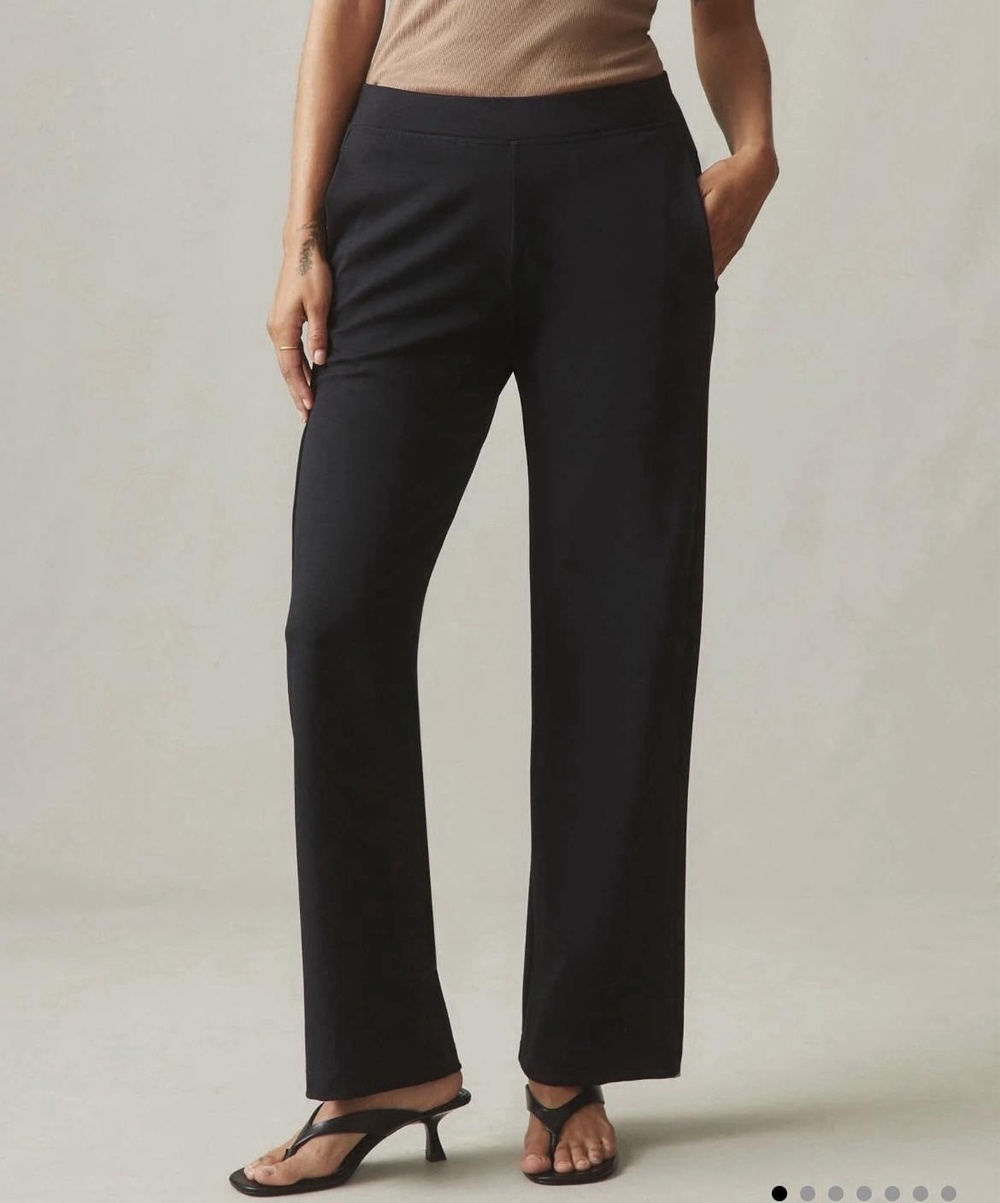 American Giant Ponte Pants Women L Black Knit Pull-On Straight Leg Stretch NEW - Picture 3 of 10